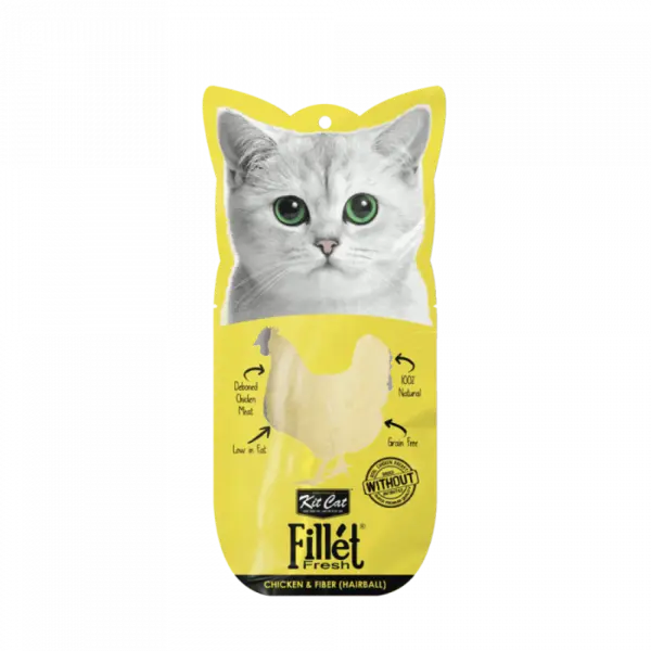 Recompense lichide pentru pisici Kit Cat Fillet Fresh, pui si fibre, hairball, 30g