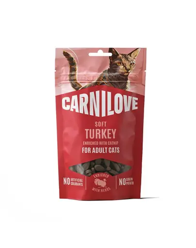 Recompense moi pentru pisici CARNILOVE Soft Snack cu curcan și iarbă-mâței 50 g