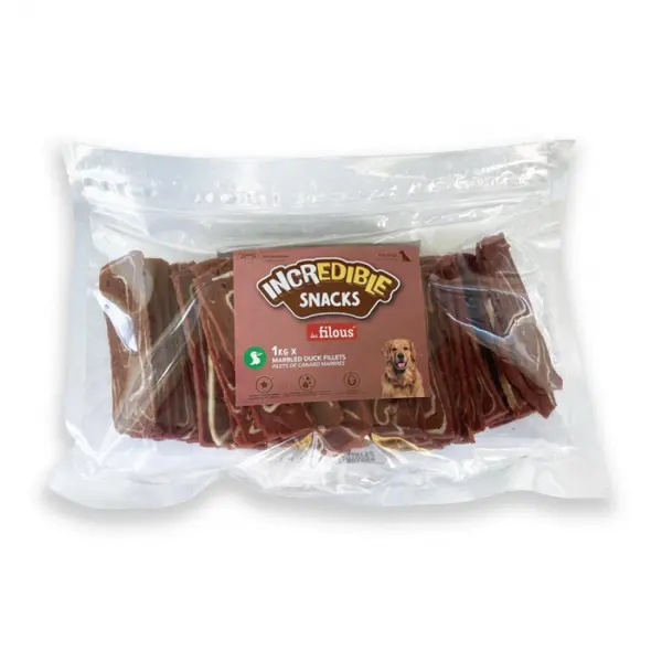 Recompense pentru caini Les Filous Marbled, File de rata, 1 Kg