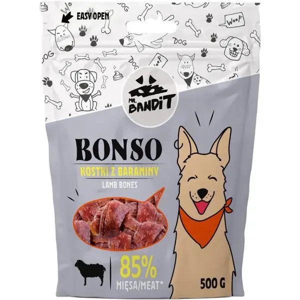 Recompense pentru caini Mr. Bandit Bonso Bones cu miel 500 gr