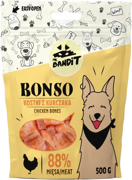 Recompense pentru caini Mr. Bandit BONSO, oase de pui, 500g