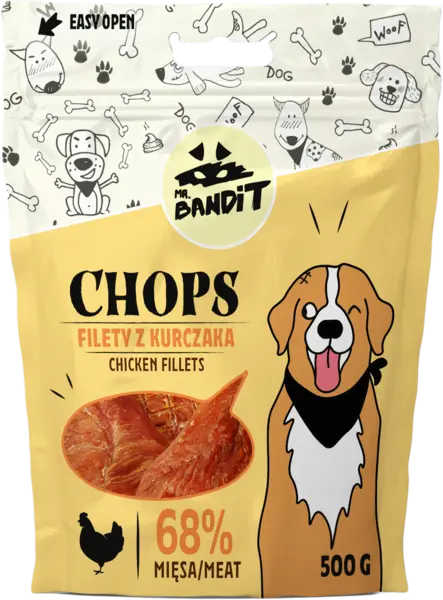 Recompense pentru caini Mr. Bandit CHOPS, pui, 500g