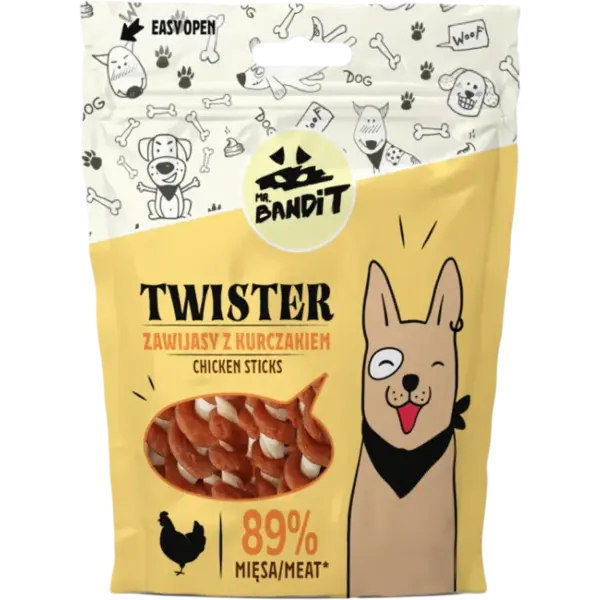 Recompense pentru caini Mr. Bandit Twister Sticks cu pui 80 gr
