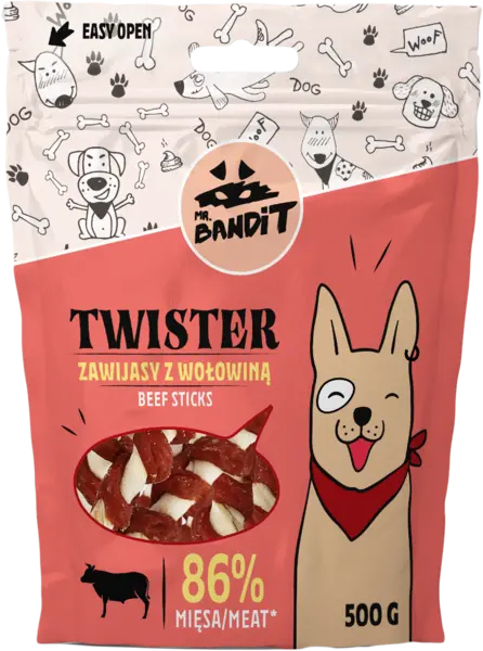 Recompense pentru caini Mr. Bandit TWISTER,vita, 500g