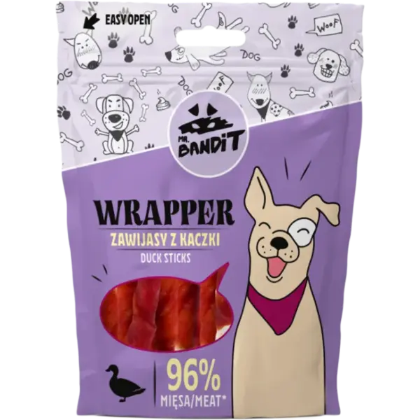 Recompense pentru caini Mr. Bandit Wrapper Sticks cu rata 80 gr