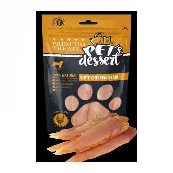 Recompense pentru caini Pet s Desert Soft Chicken Strips 80 gr