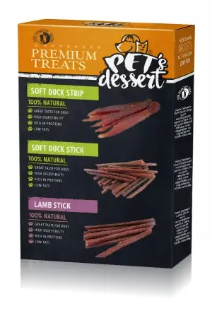 Recompense pentru caini Pet s Dessert Mix cu rata miel 3 buc x 80 gr