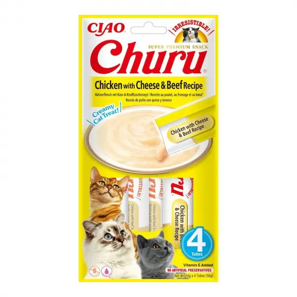 Recompense pentru pisici Churu cu pui branza vita 4 buc x 14 gr