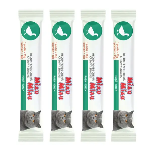 Recompense pentru pisici Miau Miau Creamy Snacks cu rata 4 buc x 15 gr