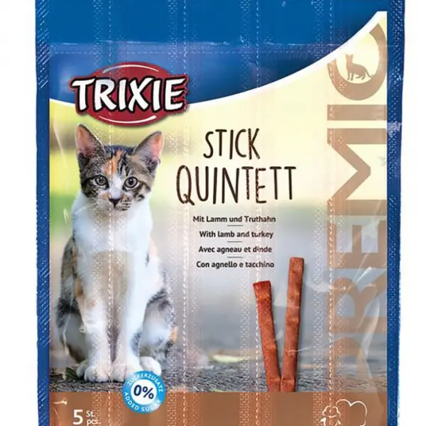 Recompense pentru pisici Premio Quadro-Sticks cu miel curcan 5 buc x 5 gr