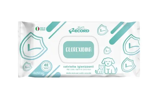 Record Clorhexidina, șervețele umede, câini și pisici, antibacteriene, multifuncționale, 40buc