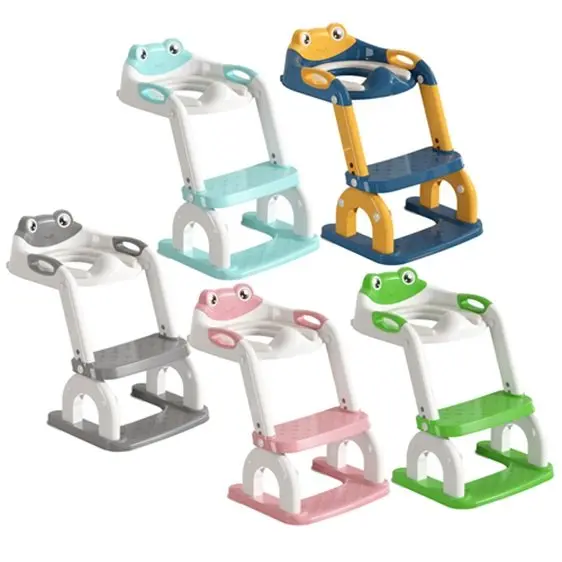 Reductor toaleta pentru copii Little Mom BlueYellow, pliabil, reglabil, colac detasabil PVC, cu suprafete anti-alunecare, manere ergonomice, protectie anti-stropire, compatibilitate universala