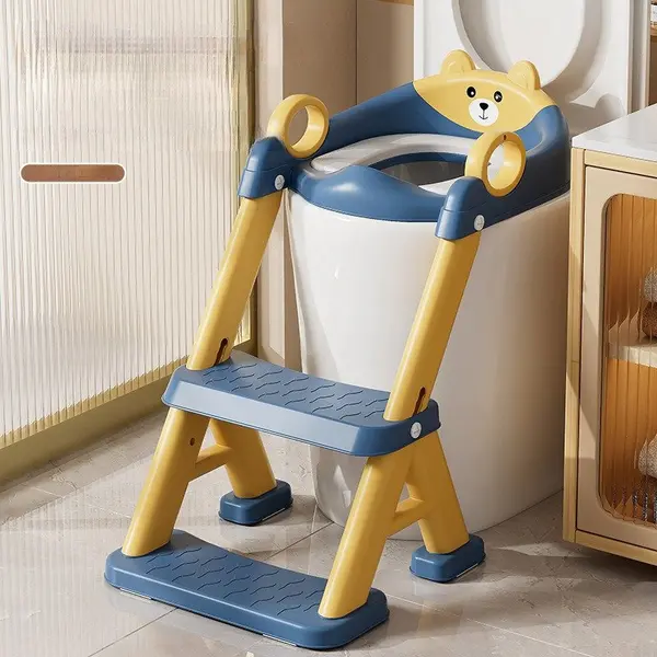 Reductor toaleta pentru copii Little Mom Teddy grey, cu doua trepte, colac moale din pvc detasabil, pliabil, design anti-stropire, baza antiderapanta, inaltime reglabila, spatar si manere, compatibilitate universala