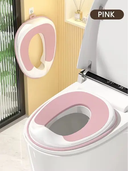 Reductor WC pentru copii Little Mom Pink, design ergonomic, antiderapant, cu suport de agatare, compatibilitate universala, pentru copii cu varsta pana la 7 ani, protectie impotriva stropilor