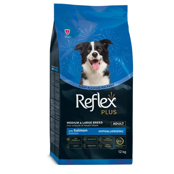 REFLEX Plus Medium & Large Breed, M-XL, Somon, hrană uscată câini, 12kg