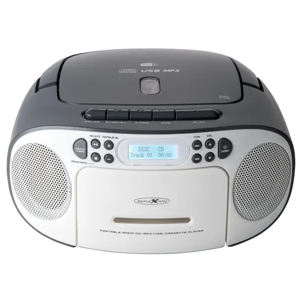 Reflexion Reflexion RCR2260DAB/BL, caseta CD/MP3 portabila USB DAB+ radio stereo (2 x 12 wati putere muzicala maxima), mufa AUX-IN de 3,5 mm si iesire pentru casti de 3,5 mm, afisaj digital LCD, albastru