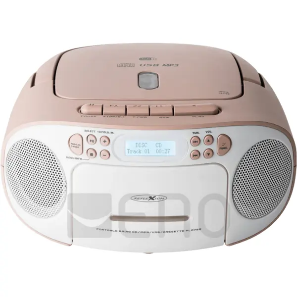 Reflexion Reflexion RCR2260DAB/PK, caseta CD/MP3 portabila USB DAB+ radio stereo (2 x 12 wati putere muzicala max.), conexiune Aux-in de 3,5 mm si iesire pentru casti de 3,5 mm, afisaj digital LCD, roz