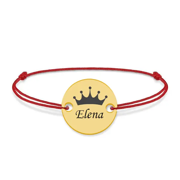 Regali - Bratara personalizata banut argint 925 placat cu aur galben 24K cu nume si corona