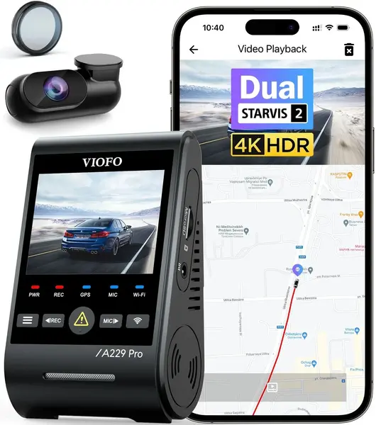 Registrator video auto VIOFO - A229 Pro 2CH - 4K HDR Dual Sony Starvis 2 GPS, negru
