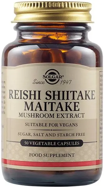 Reishi Shiitake Maitake Mushroom Extract, 50 capsule vegetale, Solgar