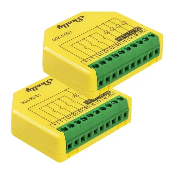 Releu banda LED smart SHELLY Plus RGBW PlusRGBWPMx2, Wi-Fi, Bluetooth, 12V/24V, monitorizare consum