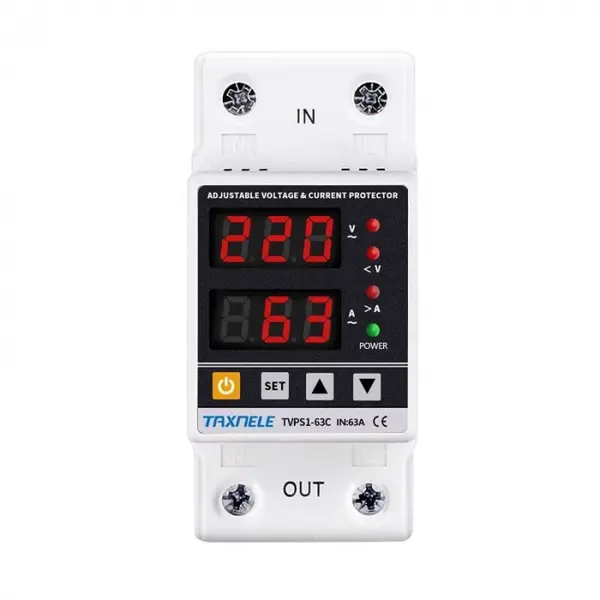 Releu de protectie la tensiune si curent 220V 63A TAXNELE TVPS1-63C