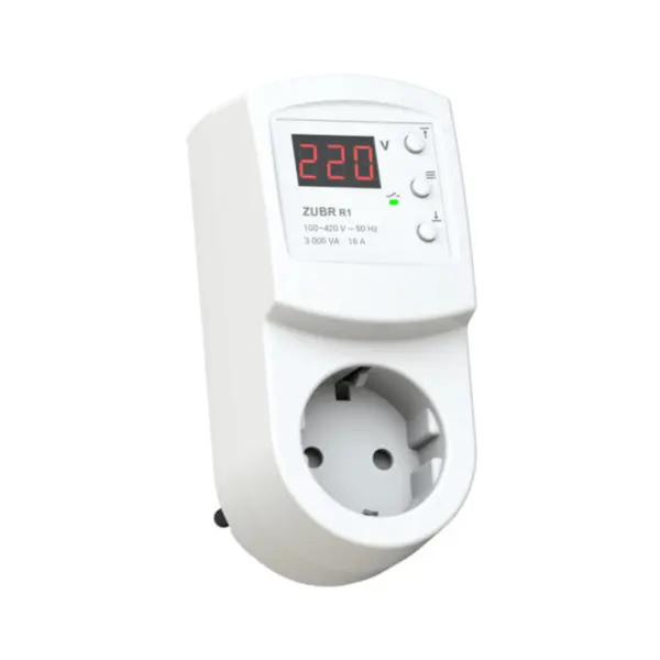 Releu de tensiune tip priza, cu protectie monofazata, 16A, 3000VA, ZUBR R116Y