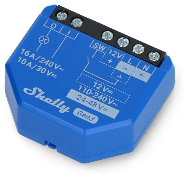 Releu inteligent Shelly - 1 Gen3, contact uscat, albastru
