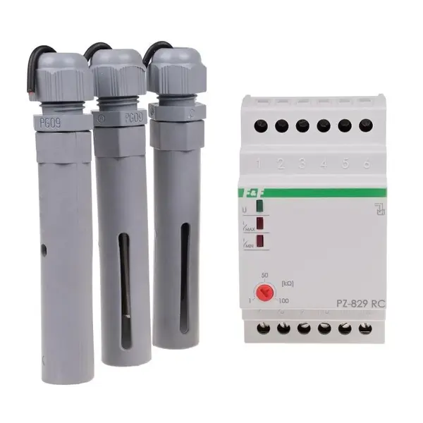 Releu monitorizare nivel lichid conducator F F PZ-829RC, control umplere si golire, montare sina DIN, indicator LED, 230V AC