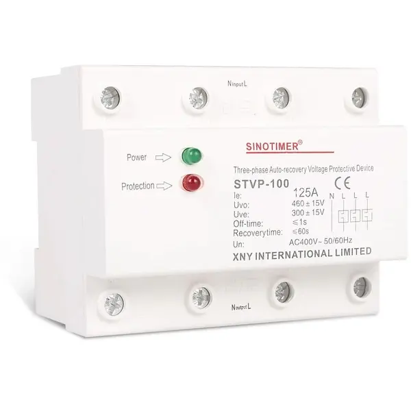 Releu siguranta digitala de protectie tensiune, Sinotimer, 125A, STVP-100, recuperare automata