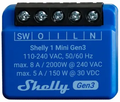 Releu smart Shelly – 1 Mini Gen3, albastru