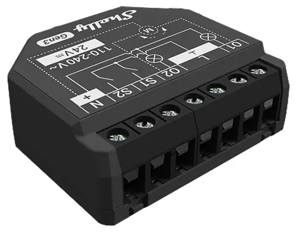 Releu Smart Shelly - 2PM Gen3, dublu canal, negru