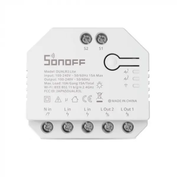 Releu Smart WiFi, 2 canale, Sonoff Dual R3 Lite