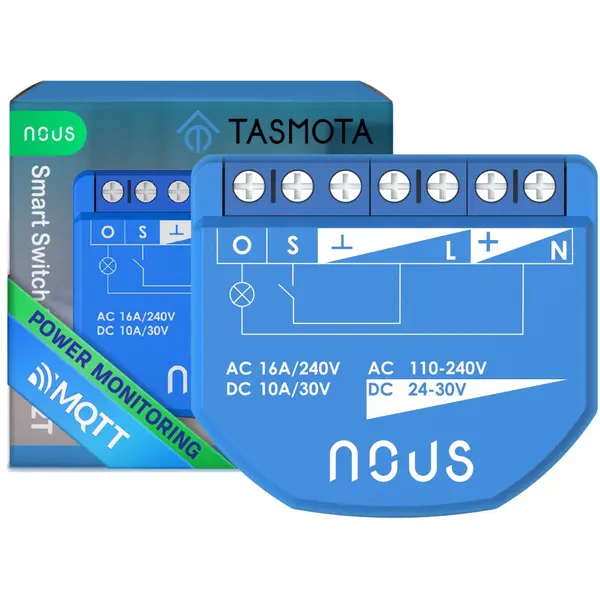 Releu wireless Nous B2T PM, 16A, Tasmota, Matter, Monitorizare energie - 1 canal, ESP32