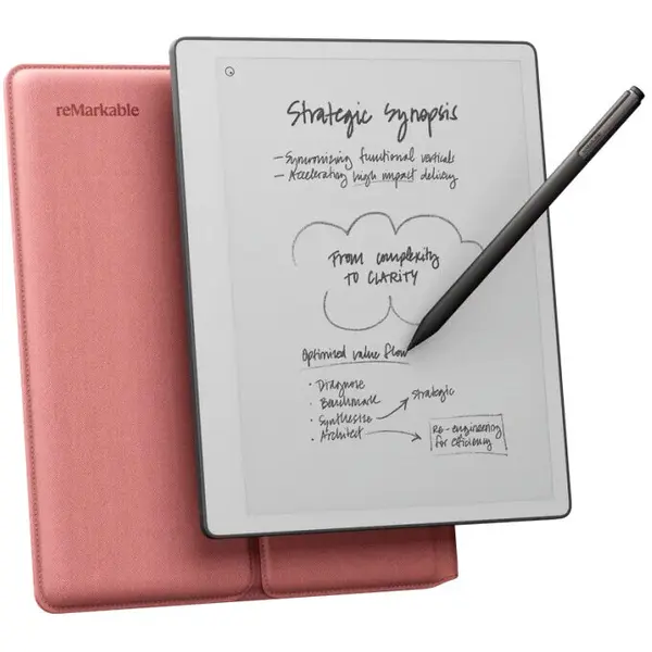 Remarkable Tableta ePaper reMarkable Paper Pure + Marker Plus + Husa Desert Pink, Display 10.3, 2GB RAM, 32GB Flash, Wi-Fi, Argintiu
