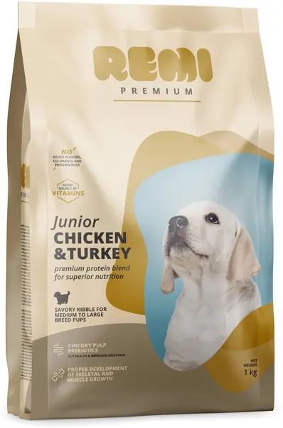 REMI Premium JUNIOR Medium & Large, cu Pui şi Curcan 1kg