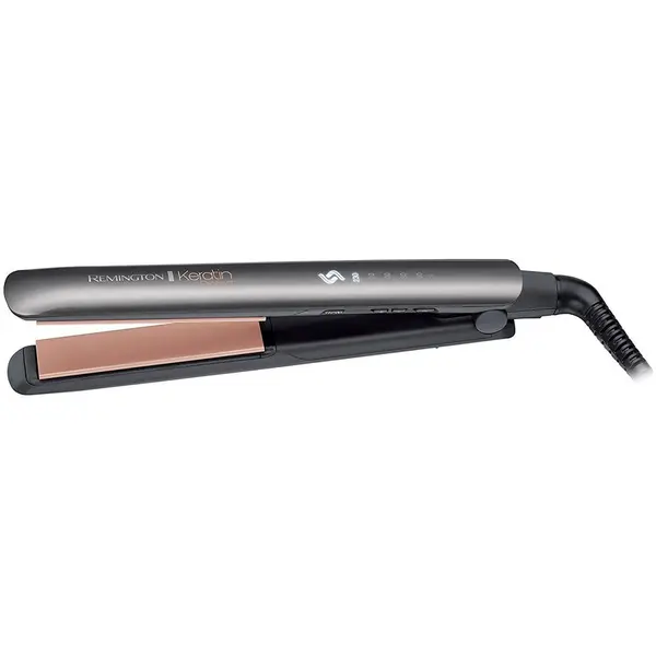REMINGTON Placa de indreptat parul Remington Keratin Protect S8598, Invelis ceramic cu Cheratina si Ulei de Migdale, Senzor inteligent, 230 grade, Gri/Aramiu