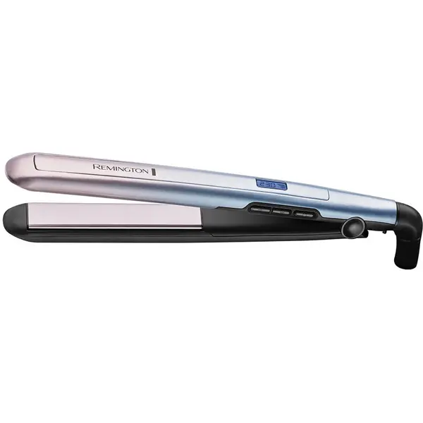 REMINGTON Placa de Indreptat Remington Mineral Glow S5408, 4 ceramica minerala, 9 nivele de temperatura, afisaj digital, Albastru pastel/Violet deschis