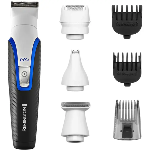 REMINGTON Set complet tuns facial Remington PG4000 Graphite Series G4, Pieptene dublu reglabil 2-20 mm, Lame ascutire automata, Capete lavabile, Indicator LED, Silver/ Negru