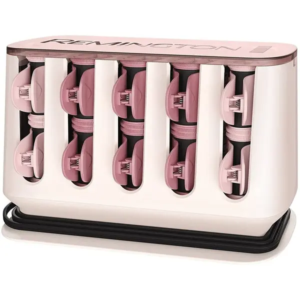 REMINGTON Set de bigudiuri electrice Remington PROluxe H9100, 20 de bigudiuri cu invelis catifelat, 2 marimi, Incalzire rapida, Alb/Roz