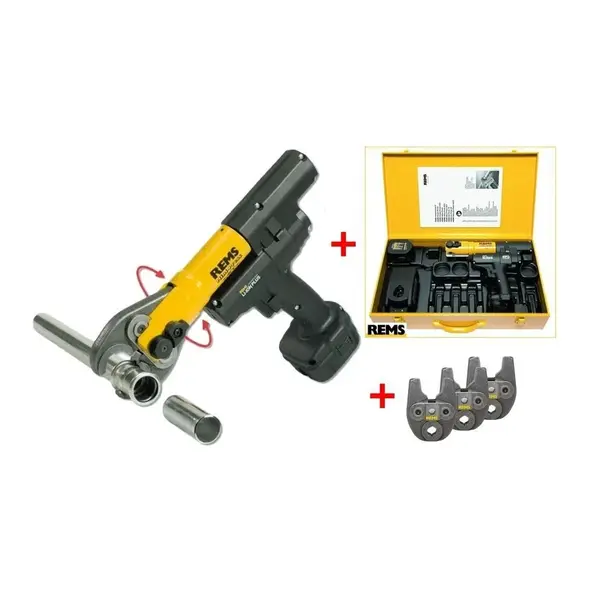 REMS Pachet presa radiala cu acumulator Mini-Press ACC Li-Ion Super-Aktion + 3 clesti de presare 578X11 R220
