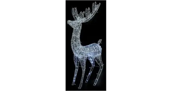 Ren de Craciun, alb rece, 250 LED-uri, 180 cm, acril