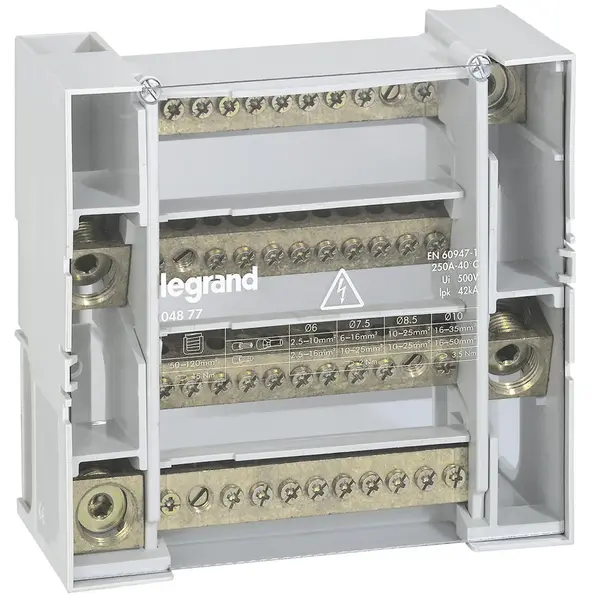 Repartitor modular monobloc tetrapolar, 4P 250A, 12 conexiuni
