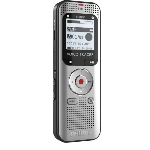 Reportofon Philips DVT2015, USB, Cu baterii, 8GB, Jack 3.5mm, Radio (Argintiu/Negru)