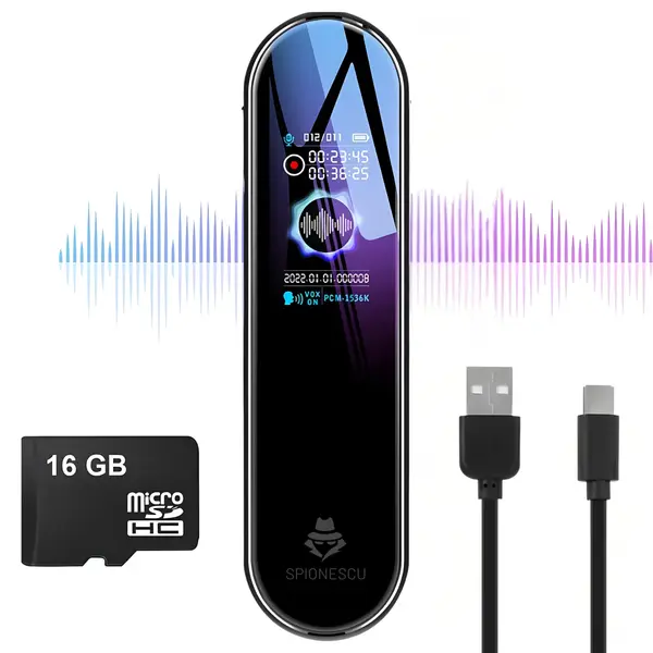 Reportofon profesional cu activare vocala, Q53, difuzor, MP3 - 16 GB