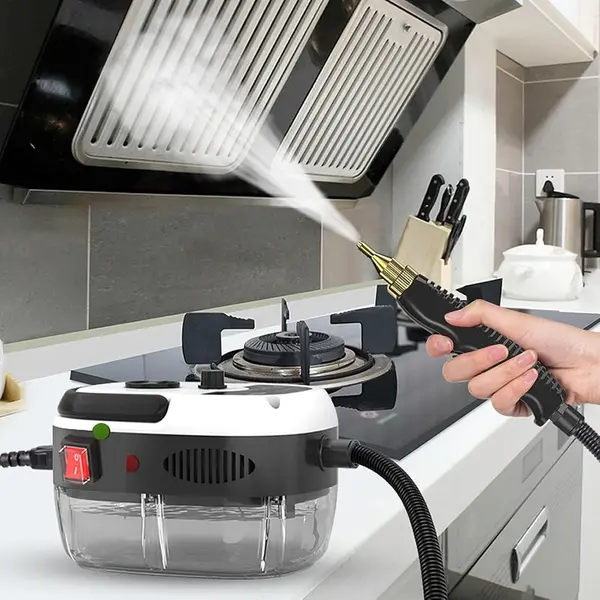 RESIGILAT - Aparat de curatat cu abur, 4 accesorii incluse, 2500W, alb/negru