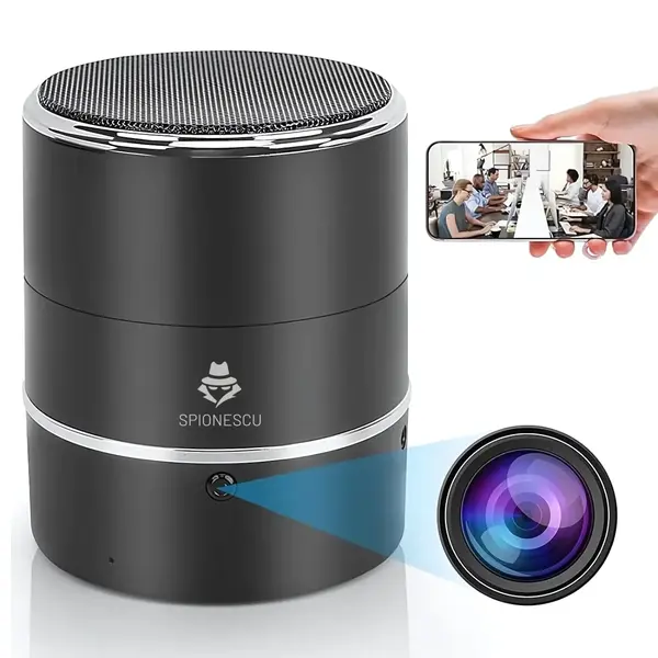 RESIGILAT - Boxa bluetooth cu camera ascunsa, Wifi, rotatie senzor 240°, detectia miscarii, Android/iOS, stocare card/cloud, 1080P, baterie 3000 mAh
