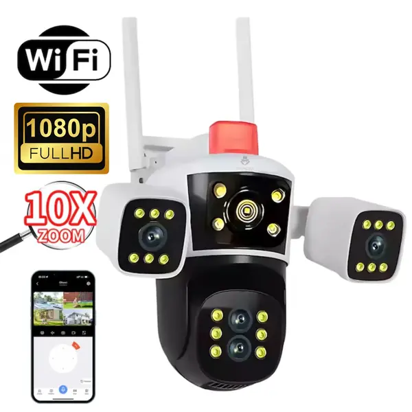 RESIGILAT - Camera de supraveghere WiFi cu 3 lentile, P8, rotatie panoramica, vedere nocturna IR, detectie miscare, audio bidirectional, stocare SD/Cloud