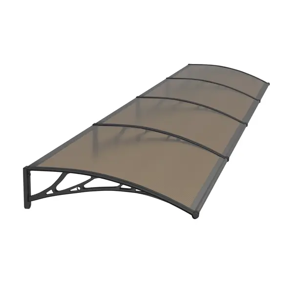 RESIGILAT – Copertină PREMIUM 400x120 cm, placă 6 mm dintr-o bucată – Negru/Bronz - Negru/Bronz