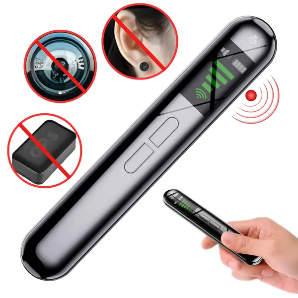 RESIGILAT - Detector profesional aparate spionaj AL-T88, detectare camere ascunse, microfoane, localizatoare GPS, afisaj LED, 4 niveluri sensibilitate, negru